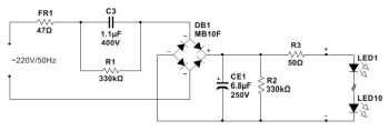 Schematic diagram of a 5.5W LED Bulb